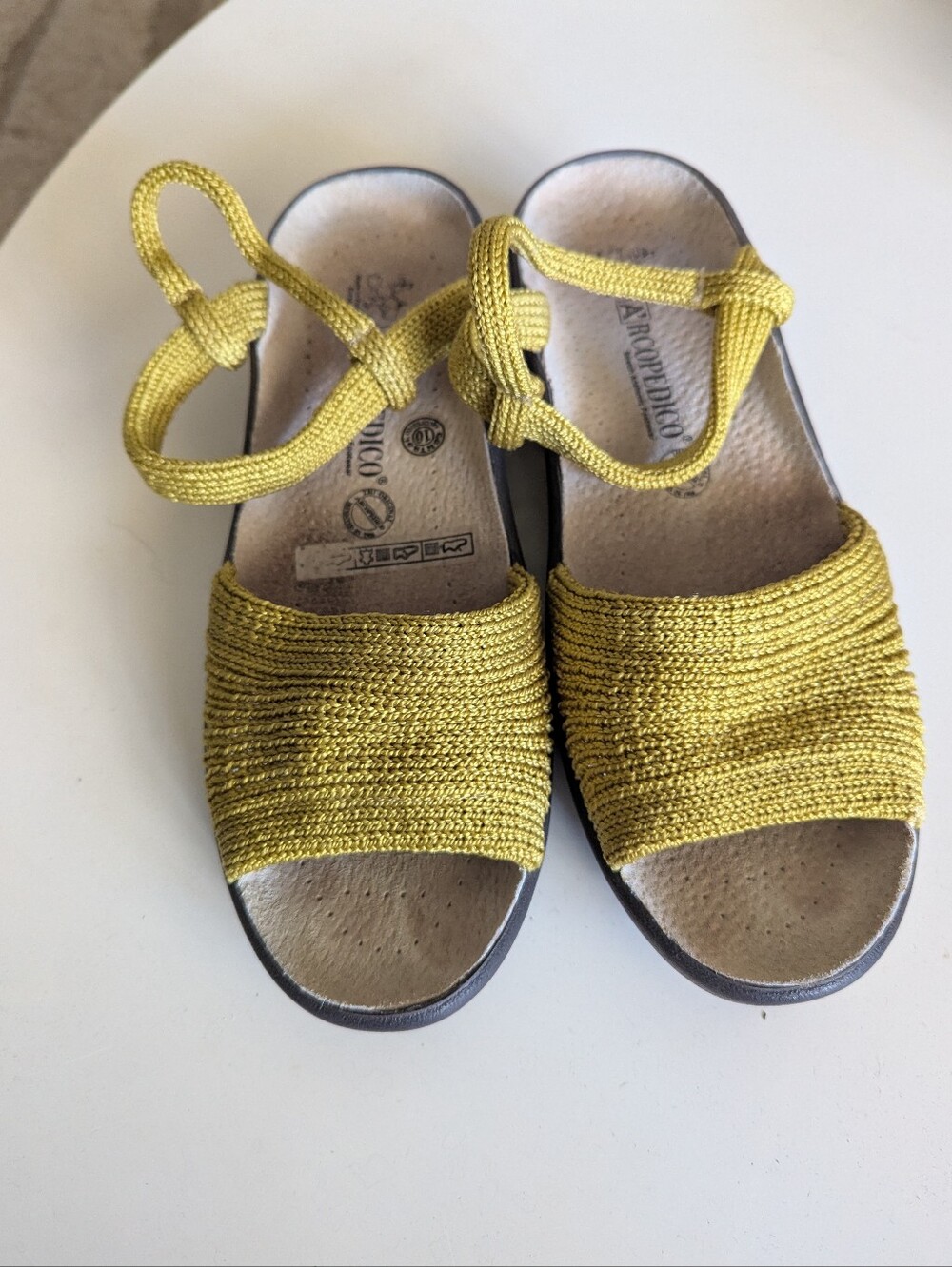 Portuguese-Made Chartreuse Knit Slide Sandals 39